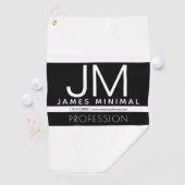 Modernes Berufliches Minimaldesign | Schwarz und W Golfhandtuch (Insitu)