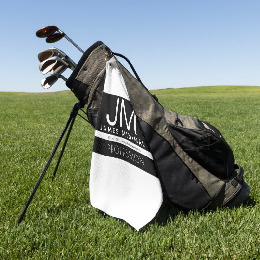Modernes Berufliches Minimaldesign | Schwarz und W Golfhandtuch (Gras)