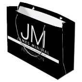 Modernes Berufliches Minimaldesign | Schwarz und W Große Geschenktüte (Rückseite Schrägansicht)