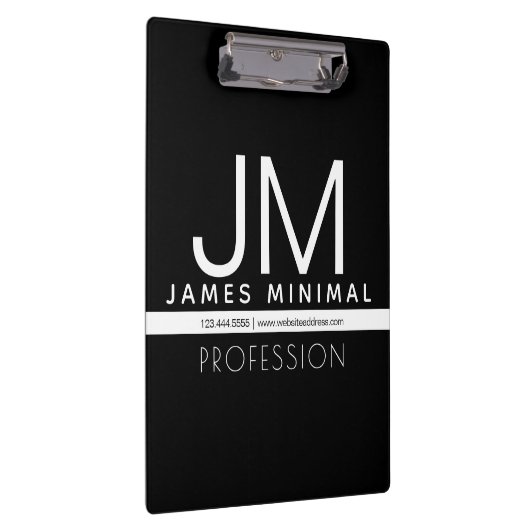Modernes Berufliches Minimaldesign | Schwarz und W Klemmbrett (Rechts)