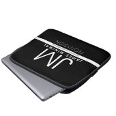 Modernes Berufliches Minimaldesign | Schwarz und W Laptopschutzhülle (Vorne Knopf)