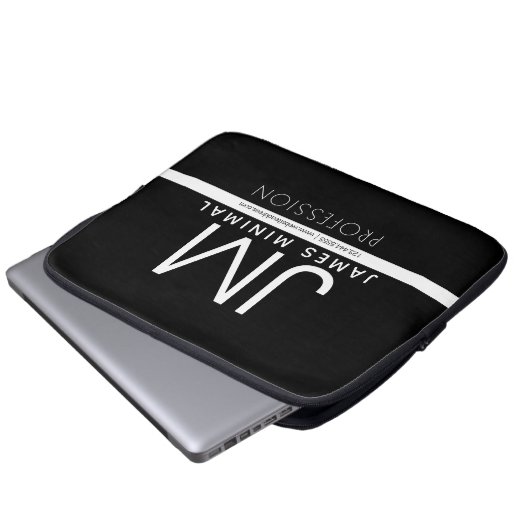 Modernes Berufliches Minimaldesign | Schwarz und W Laptopschutzhülle (Vorne Knopf)
