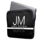 Modernes Berufliches Minimaldesign | Schwarz und W Laptopschutzhülle (Vorderseite Links)