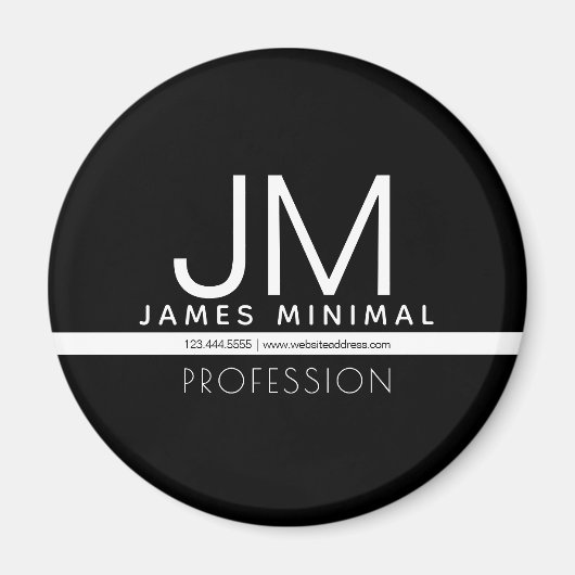 Modernes Berufliches Minimaldesign | Schwarz und W Magnet (Vorne)