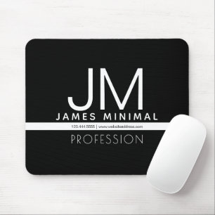 Modernes Berufliches Minimaldesign   Schwarz und W Mousepad