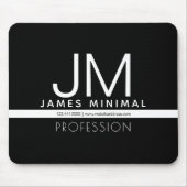 Modernes Berufliches Minimaldesign | Schwarz und W Mousepad (Vorne)