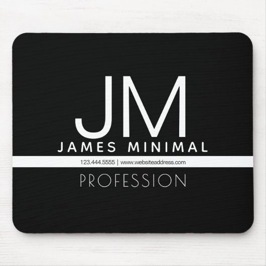 Modernes Berufliches Minimaldesign | Schwarz und W Mousepad (Vorne)