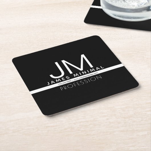 Modernes Berufliches Minimaldesign | Schwarz und W Rechteckiger Pappuntersetzer (angewinkelt)