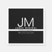 Modernes Berufliches Minimaldesign | Schwarz und W Serviette (Vorderseite)