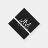 Modernes Berufliches Minimaldesign | Schwarz und W Serviette (Ecke)