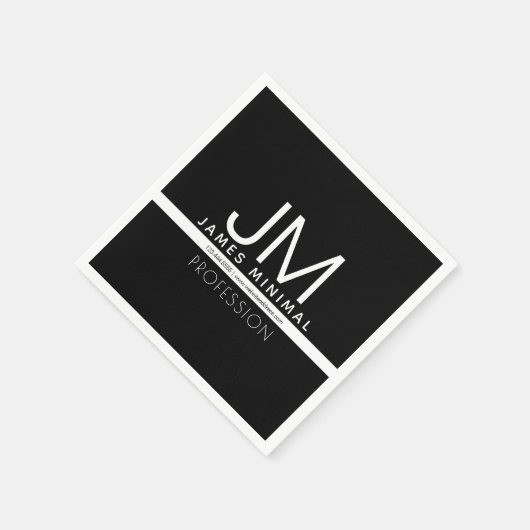 Modernes Berufliches Minimaldesign | Schwarz und W Serviette (Ecke)