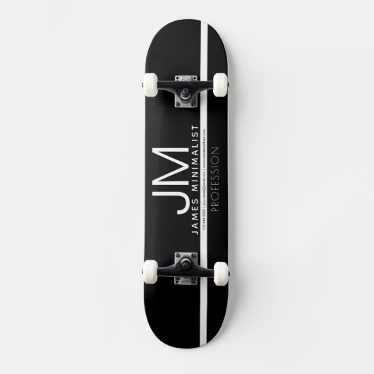 Modernes Berufliches Minimaldesign | Schwarz und W Skateboard (Vorderseite)
