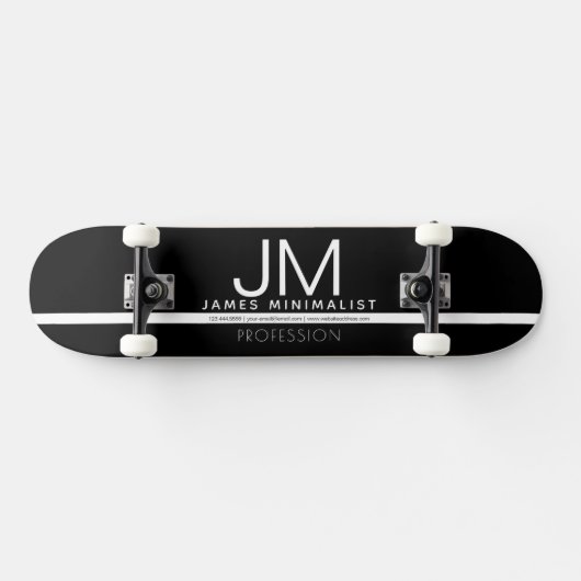 Modernes Berufliches Minimaldesign | Schwarz und W Skateboard (Horizontal)