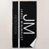 Modernes Berufliches Minimaldesign | Schwarz und W Strandtuch (Vorderseite)