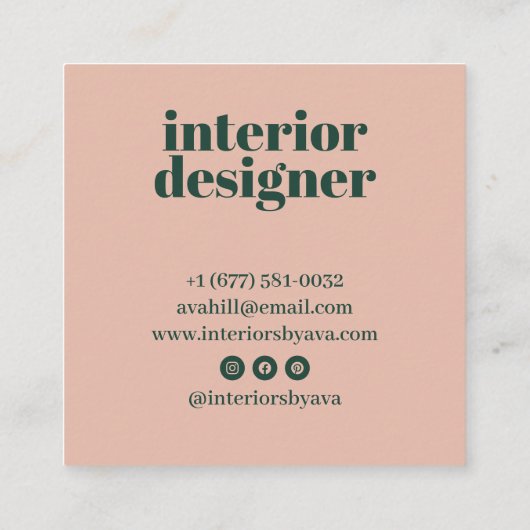 Modernes berufliches, minimalistisches grün-rosa L Quadratische Visitenkarte (Rückseite)