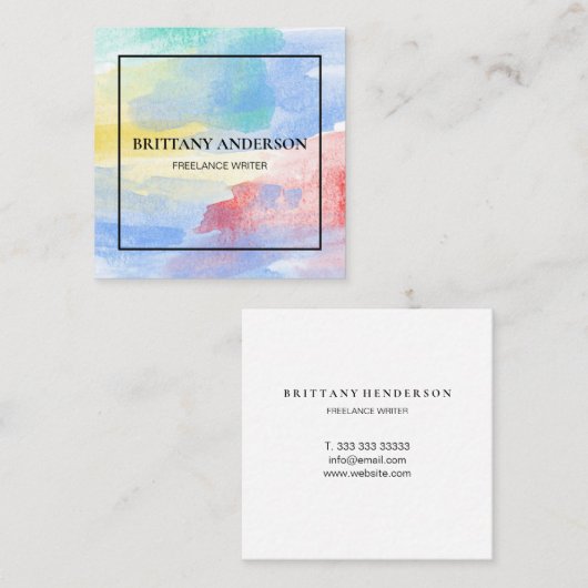 Modernes Berufliches Minimalistisches handgeschrie Quadratische Visitenkarte (Vorne/Hinten)