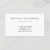 Modernes Berufliches Minimalistisches handgeschrie Visitenkarte (Rückseite)