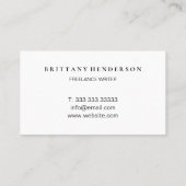 Modernes Berufliches Minimalistisches handgeschrie Visitenkarte (Rückseite)