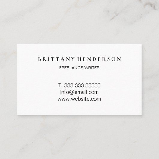Modernes Berufliches Minimalistisches handgeschrie Visitenkarte (Rückseite)