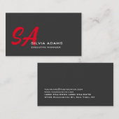 Modernes Berufliches Mit Monogramm Schlichtes Rote Visitenkarte (Vorne/Hinten)