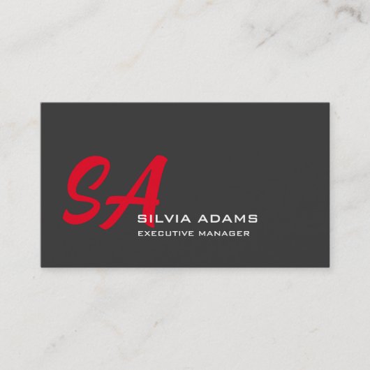 Modernes Berufliches Mit Monogramm Schlichtes Rote Visitenkarte (Vorderseite)
