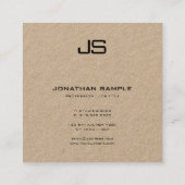 Modernes, Berufliches Mongram Elegant Kraft Paper Quadratische Visitenkarte (Rückseite)