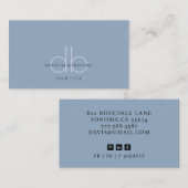 Modernes Berufliches Monogramm Blau Visitenkarte (Vorne/Hinten)
