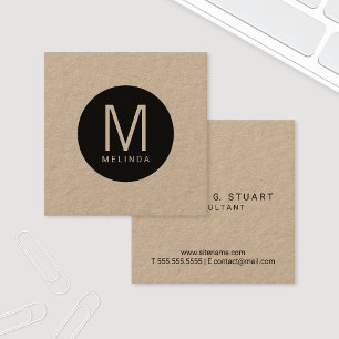 Modernes berufliches Monogramm-Braunes Packpapier Quadratische Visitenkarte