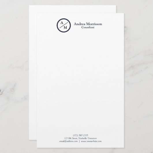 Modernes Berufliches Monogramm Briefpapier (Vorne/Hinten)