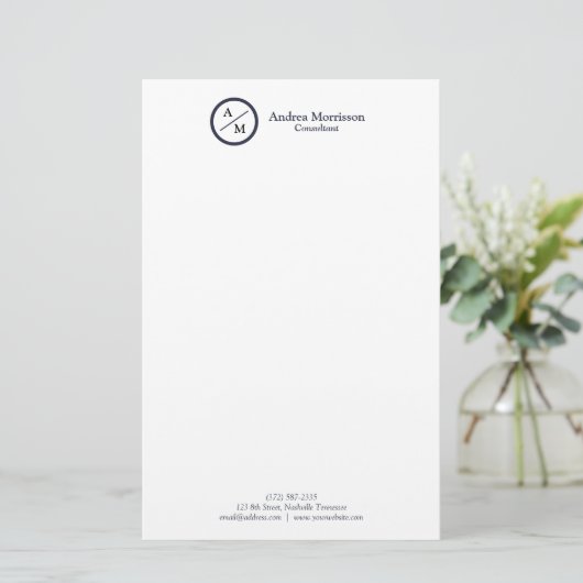 Modernes Berufliches Monogramm Briefpapier (Stehend Vorderseite)