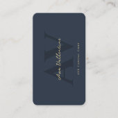 Modernes Berufliches Monogramm Dunkles Blau Visitenkarte (Vorderseite)