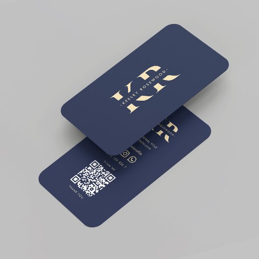Modernes Berufliches Monogramm Elegant Dark Blue Visitenkarte