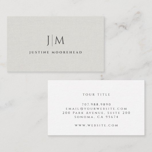 Modernes Berufliches Monogramm Minimalistisch Grau Visitenkarte (Vorne/Hinten)