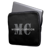 Modernes Berufliches Monogramm Schwarz/Weiß Laptopschutzhülle (Vorderseite Links)