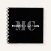 Modernes Berufliches Monogramm Schwarz/Weiß Notizblock (Vorderseite)