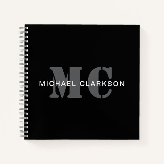 Modernes Berufliches Monogramm Schwarz/Weiß Notizblock (Vorderseite)