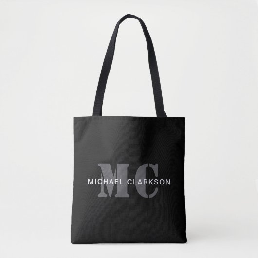 Modernes Berufliches Monogramm Schwarz/Weiß Tasche (Vorderseite)