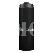 Modernes Berufliches Monogramm Schwarz/Weiß Thermosbecher (Vorderseite)