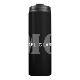 Modernes Berufliches Monogramm Schwarz/Weiß Thermosbecher