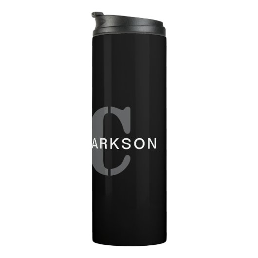 Modernes Berufliches Monogramm Schwarz/Weiß Thermosbecher (Nach rechts gedreht)