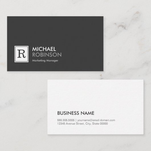 Modernes Berufliches Monogramm Schwarz-weiß Visitenkarte (Vorne/Hinten)