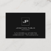 Modernes Berufliches Monogramm-Schwarz-weißes Eleg Visitenkarte (Rückseite)