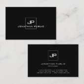 Modernes Berufliches Monogramm-Schwarz-weißes Eleg Visitenkarte (Vorne/Hinten)