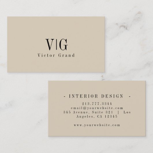 Modernes Berufliches Monogramm Visitenkarte (Vorne/Hinten)