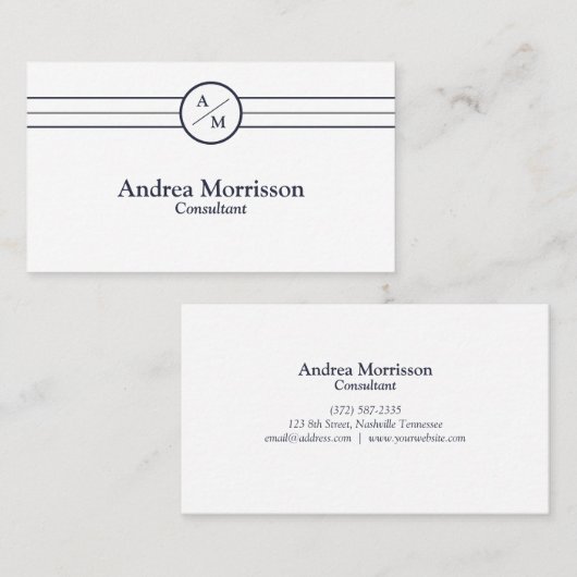 Modernes Berufliches Monogramm Visitenkarte (Vorne/Hinten)