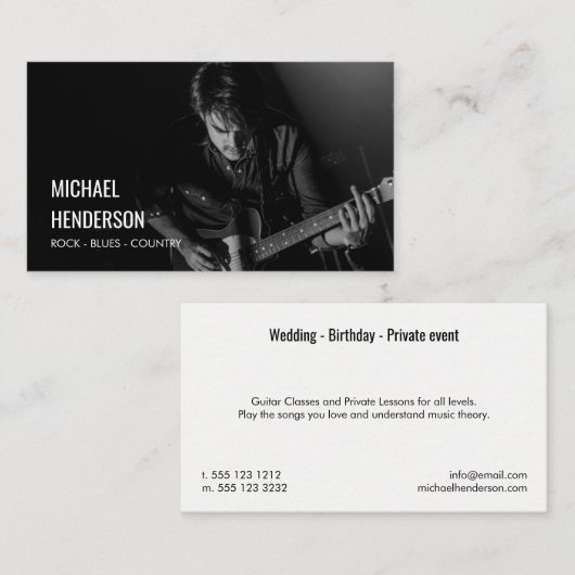 Modernes berufliches Musiker-Foto Visitenkarte (Vorne/Hinten)