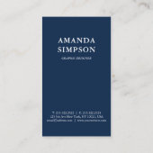 Modernes Berufliches Navy Blue Foto Visitenkarte (Rückseite)