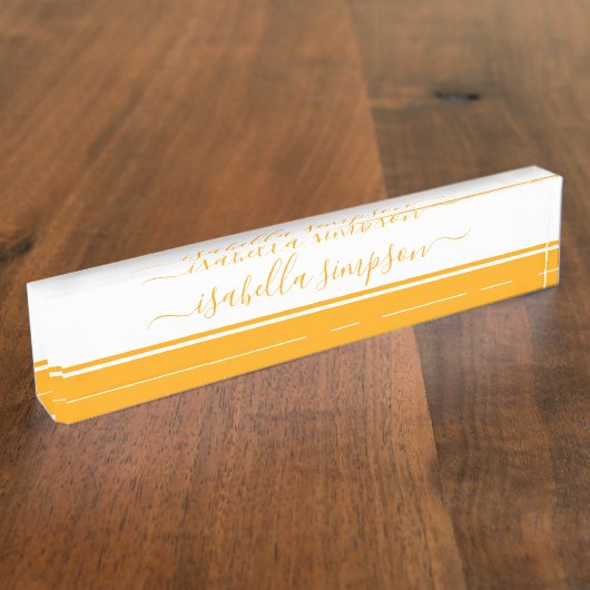 Modernes Berufliches Orange Namensplakette (Seite)