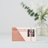 Modernes Berufliches pfirsichrosa Foto Notar Öffen Visitenkarte (Stehend Vorderseite)