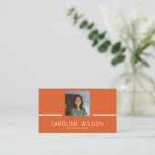 Modernes berufliches QR CODE-Logo Foto orange Visitenkarte (Stehend Vorderseite)
